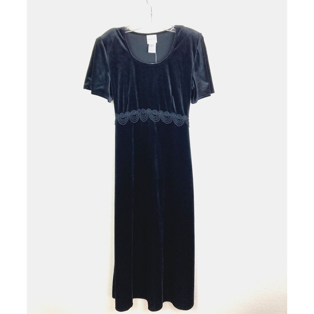 Bentley Vintage NWT Black Velvet Maxi Dress Size 12 Hi Waist Evening Glam Party